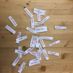 Card sorting donde testeamos la organización de las categorías de la web La Luna