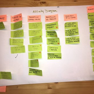 Affinity Diagram donde se busca identificar patrones significativos en los datos recogidos durante la investigación, especialmente los de carácter cualitativo