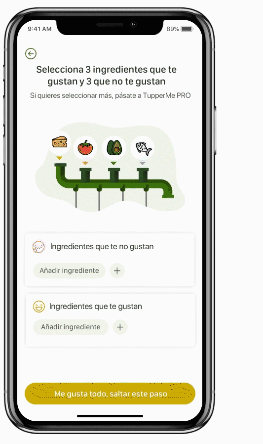 Funcionalidad filtrar ingredientes